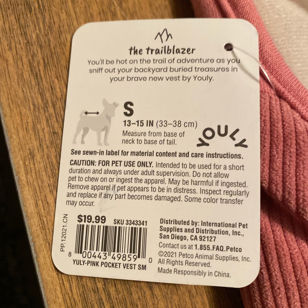 Small pink dog vest